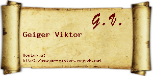 Geiger Viktor névjegykártya